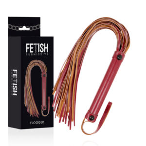 Fetish submissive dark room - vegan leather whip